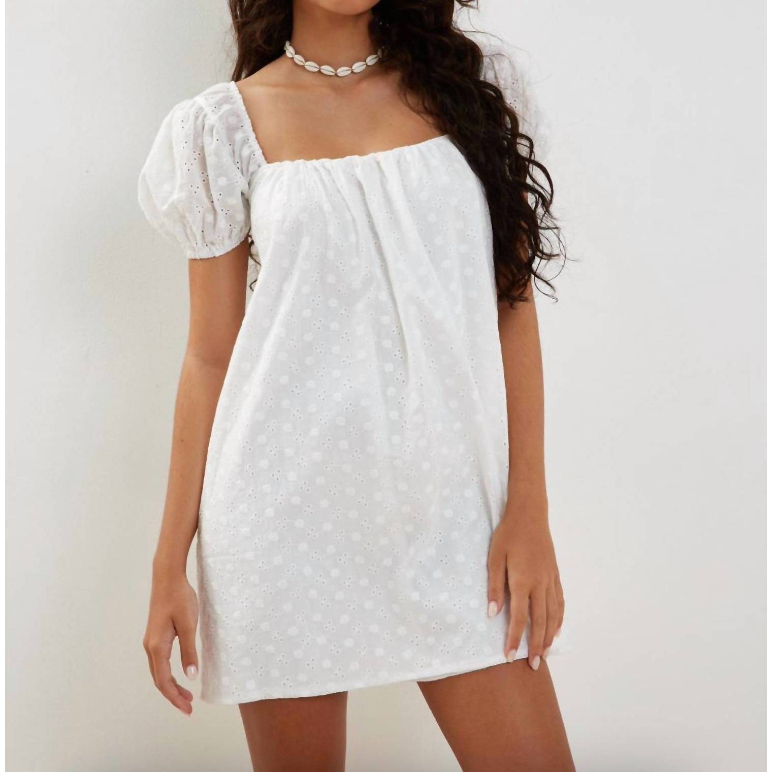New Motel Rocks Leona Babydoll Dress In White